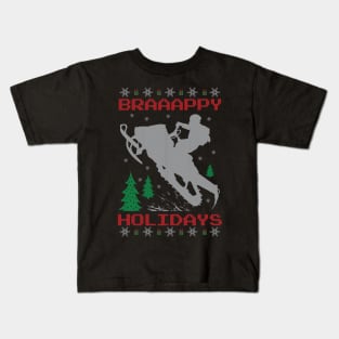 Happy Holidays Snowmobile Kids T-Shirt